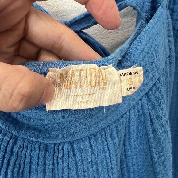 Nation LTD Carter Gauze Mini Dress In Lapis In Multi Sz S Casual Resortwear Boho - Picture 5 of 10